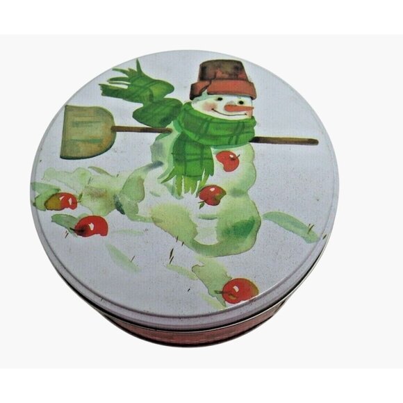 Christmas Cookie Tin Winter Scenery Snowman Hallmark Jan Karon - Picture 1 of 3